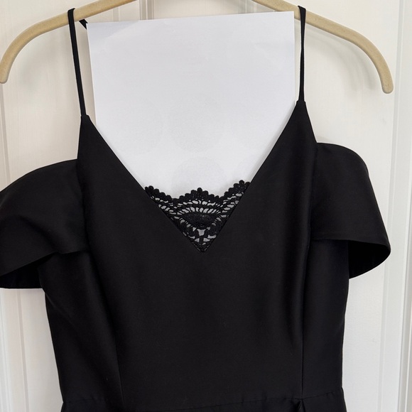 Halston Heritage Black Cold-Shoulder Midi Dress